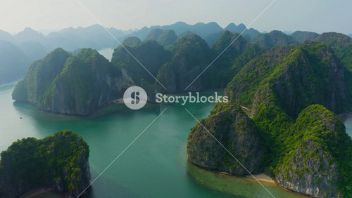 Aerial View Of Scattered Islands With Inlets And Coves At Ba Trai Dao Archipelagos And Island Cluster, Haiphong, Vietnam.