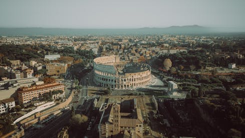 Aerial View Of The Colosseum In Rome Italy
