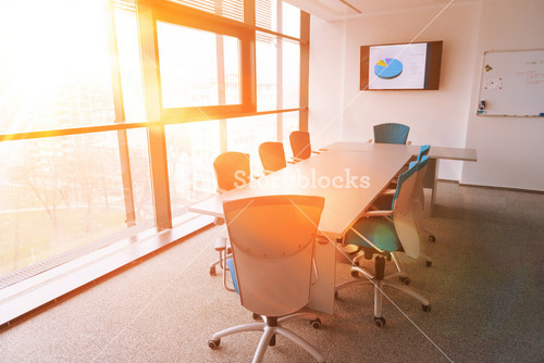 Interior Of New Modern Office Meeting Room With Big Windows