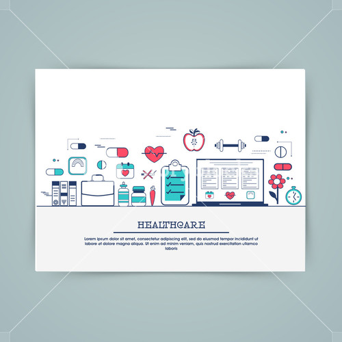 Medical Laboratory, Healthcare Research And Diagnostics Web Banner, Hero Image, Website Slider. Line Art Vector Illustration.