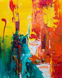 Orange Red And Green Abstract Painting