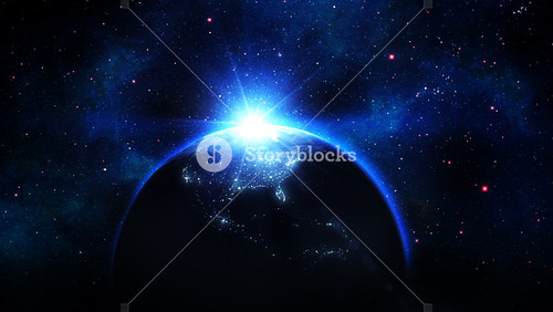 Realistic Earth With Sun